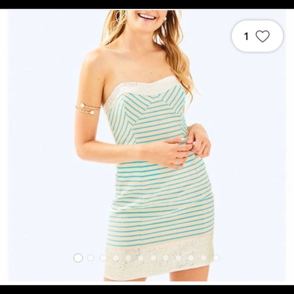 Lilly Pulitzer strapless dress - size 6 - blue stripes